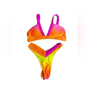 OneOne Swimwear Bikini SET Gradient Jesse Kameron Pink Fuschia Orange